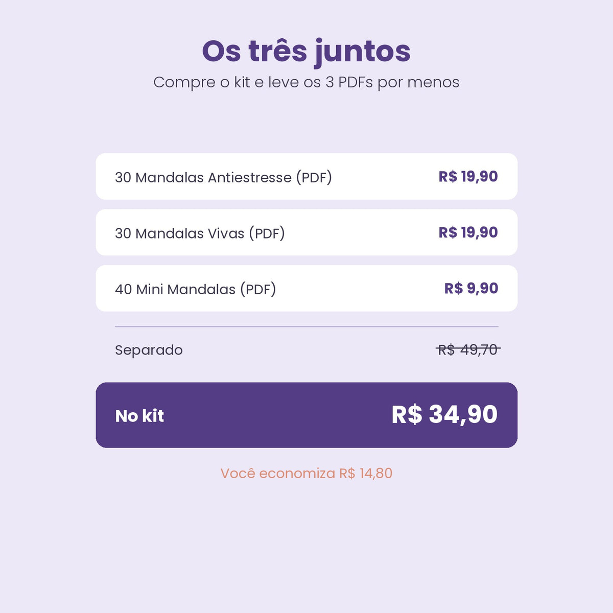 Compare o preço do kit de mandalas para colorir com a compra separada