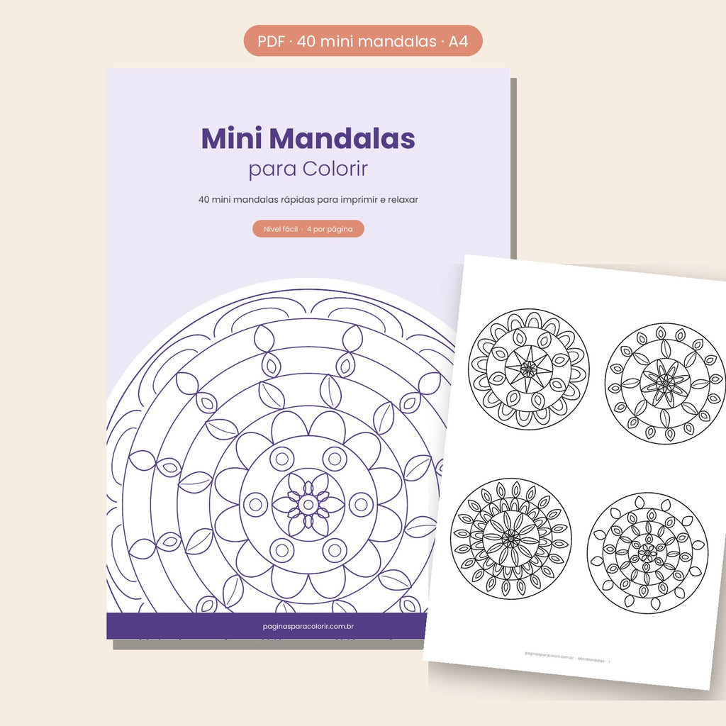 Capa do PDF 40 Mini Mandalas para Colorir para imprimir