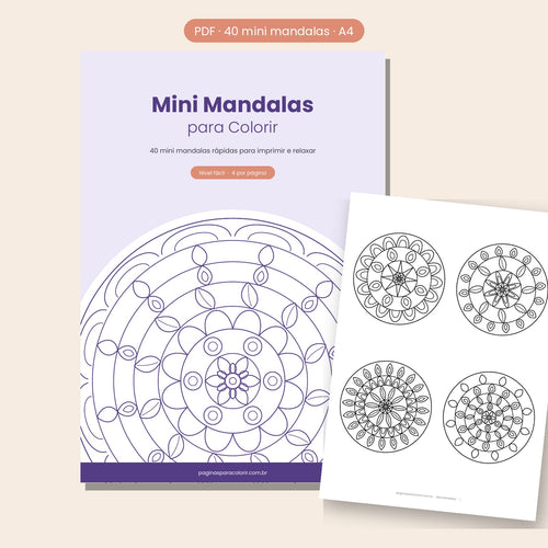 Capa do PDF 40 Mini Mandalas para Colorir para imprimir